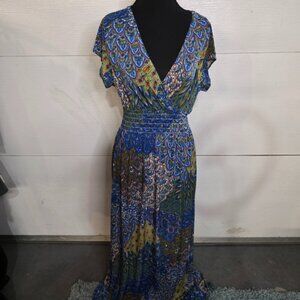5th & Love Vibrant Blue and Green Maxi Dress